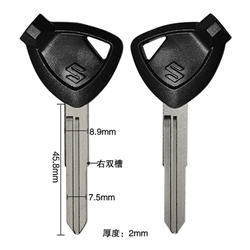 Black Color Blank Key Shell Uncut Blade Keys Motorcycle Accessories For Suzuki